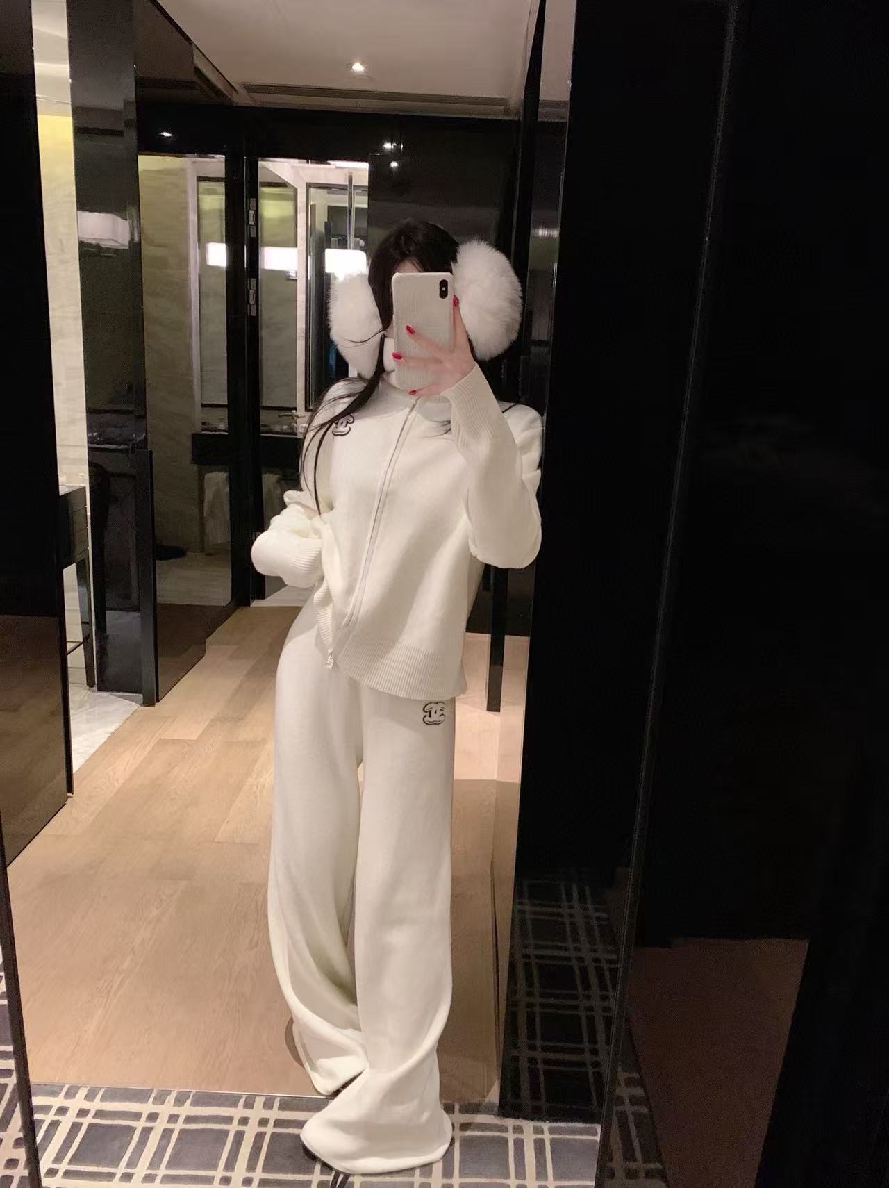 CHANE1 ダブルC 厚手カジュアルツーピースセット【50％割引+送料無料】