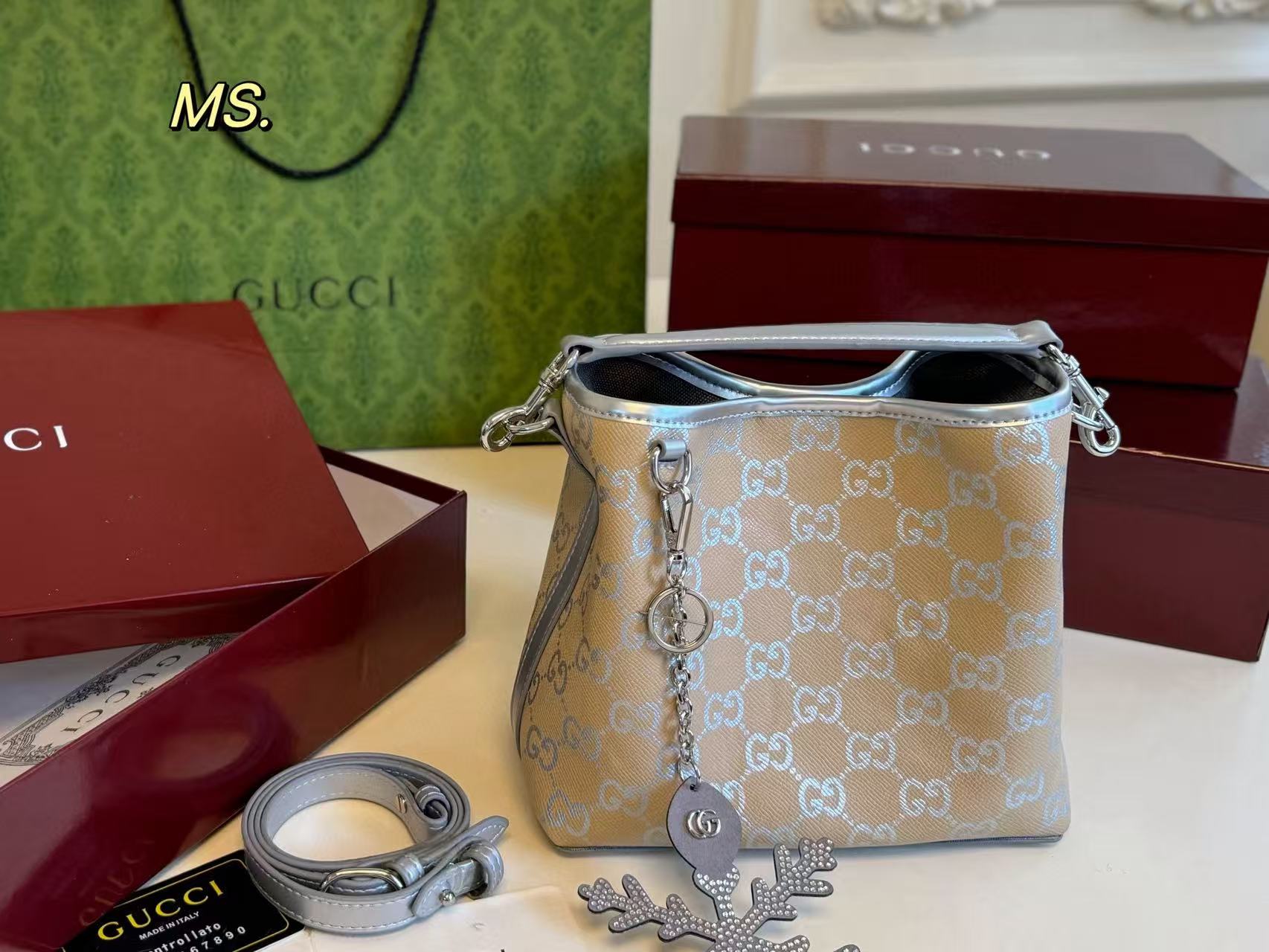 GUCC1 プリント バケットバッグ【50％割引+送料無料】