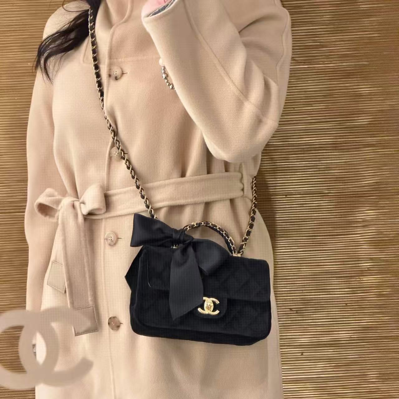 CHANE1 ベルベットボウチェーンバッグ【50％割引+送料無料】