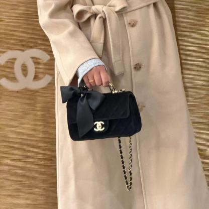 CHANE1 ベルベットボウチェーンバッグ【50％割引+送料無料】