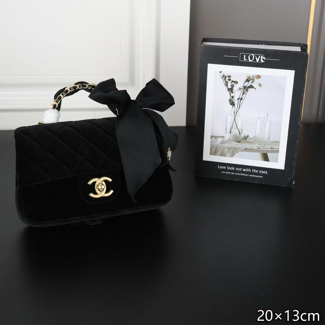 CHANE1 ベルベットボウチェーンバッグ【50％割引+送料無料】