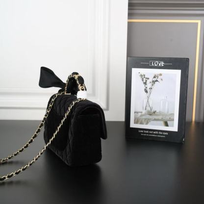 CHANE1 ベルベットボウチェーンバッグ【50％割引+送料無料】