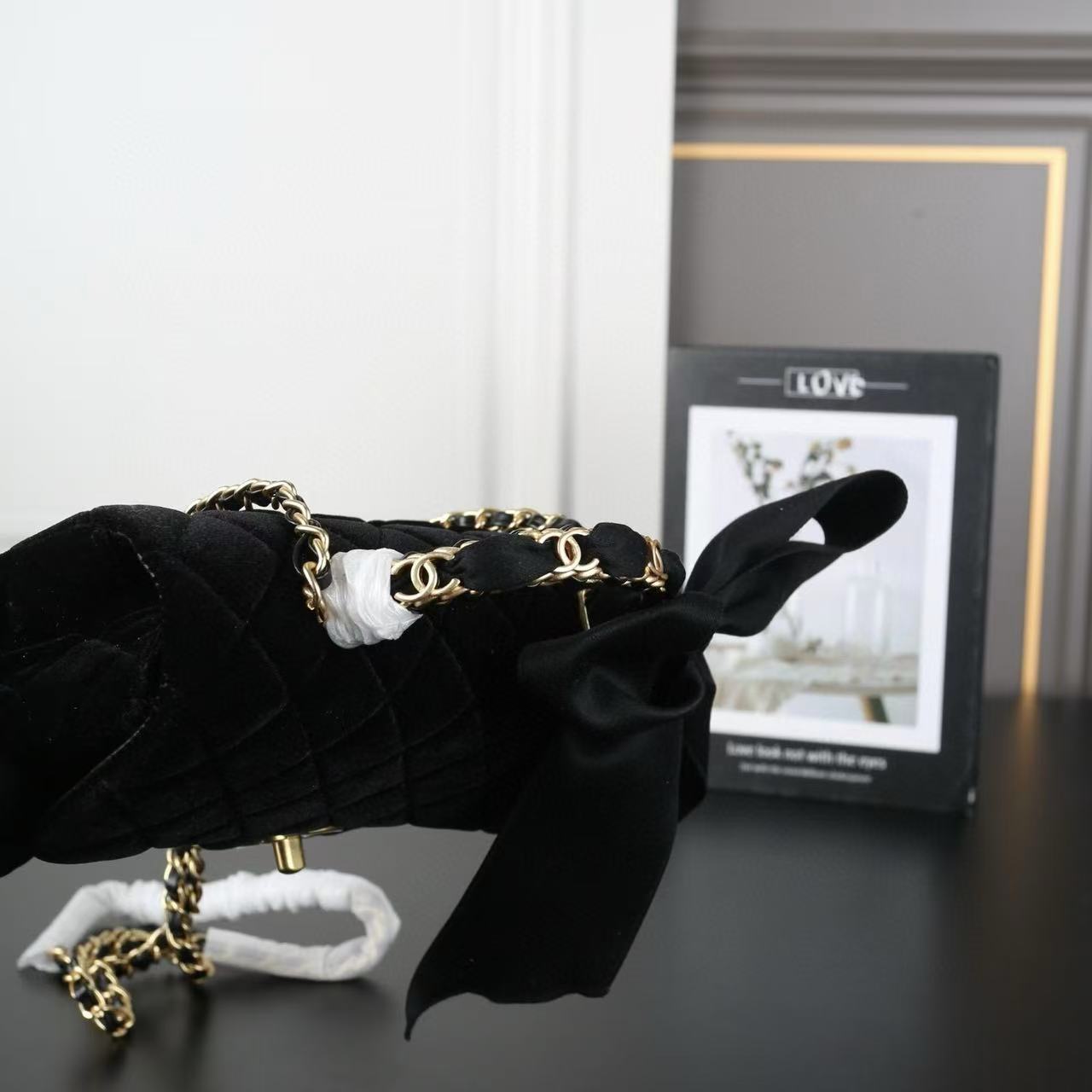 CHANE1 ベルベットボウチェーンバッグ【50％割引+送料無料】