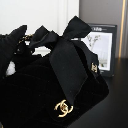 CHANE1 ベルベットボウチェーンバッグ【50％割引+送料無料】