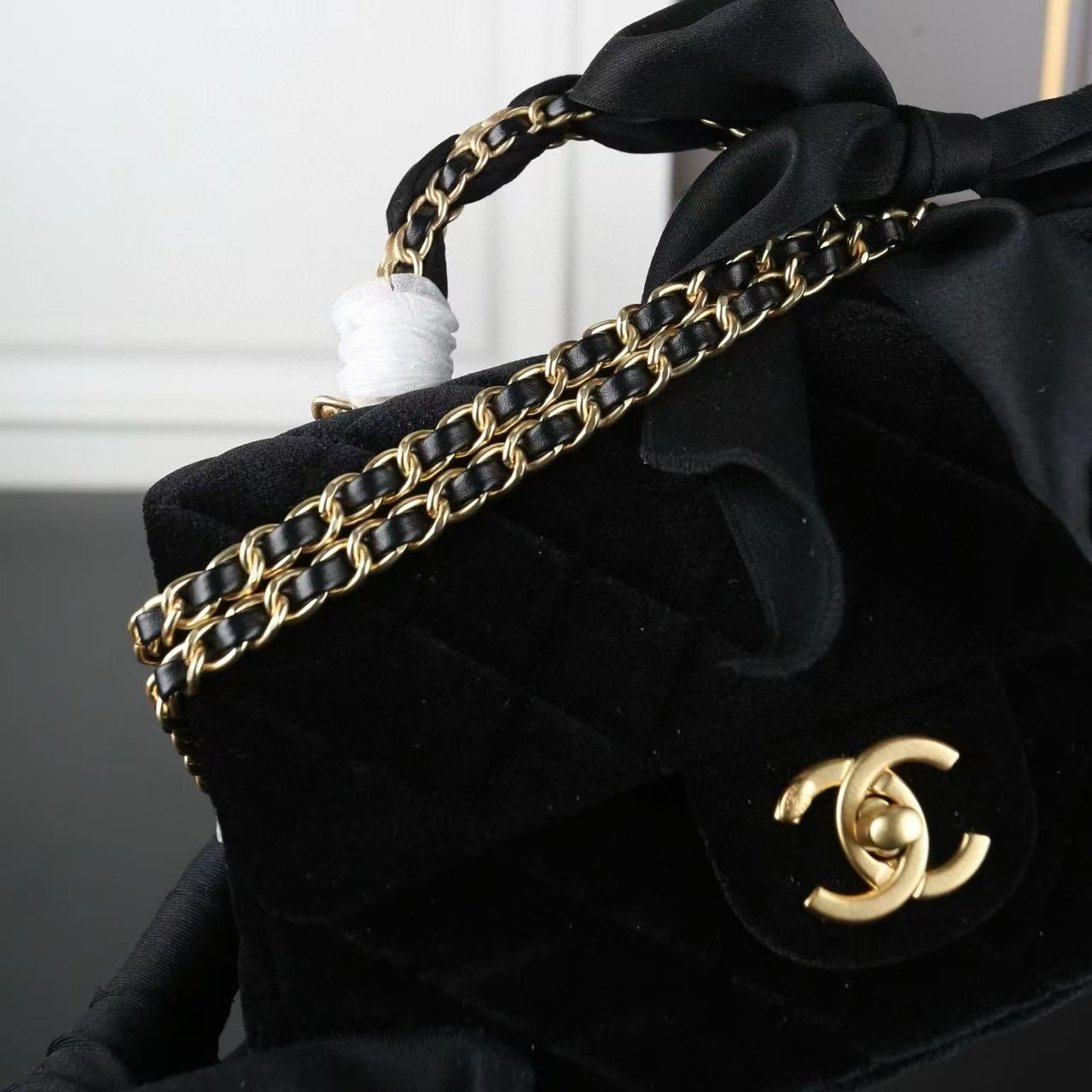 CHANE1 ベルベットボウチェーンバッグ【50％割引+送料無料】