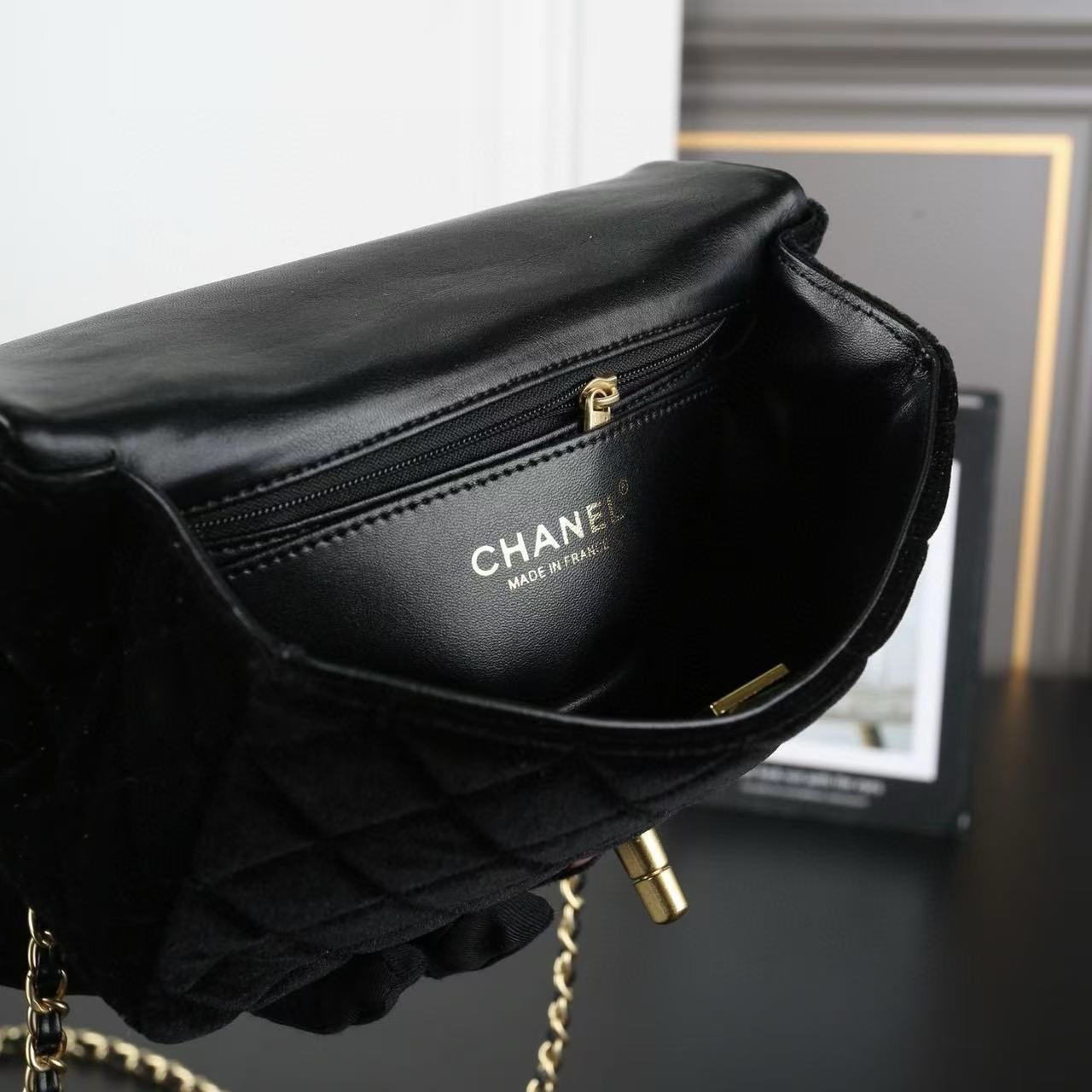 CHANE1 ベルベットボウチェーンバッグ【50％割引+送料無料】