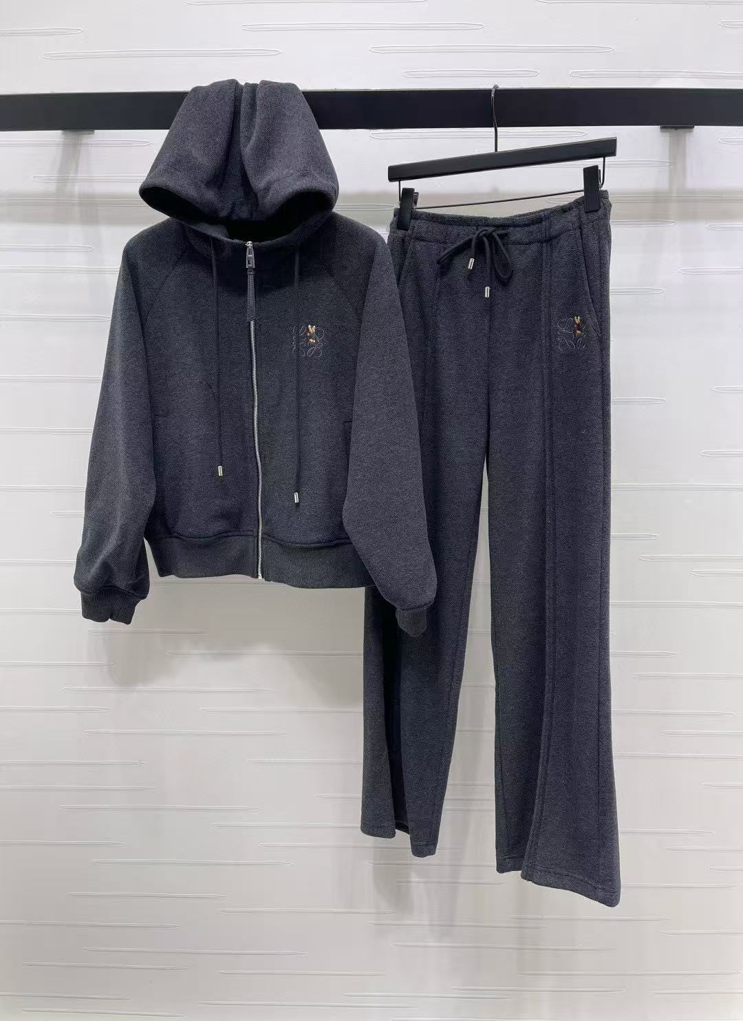 L0WEW フード付きジップアップジャケット + パンツ ツーピースセット【50％割引+送料無料】