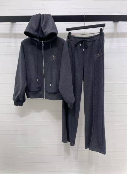 L0WEW フード付きジップアップジャケット + パンツ ツーピースセット【50％割引+送料無料】