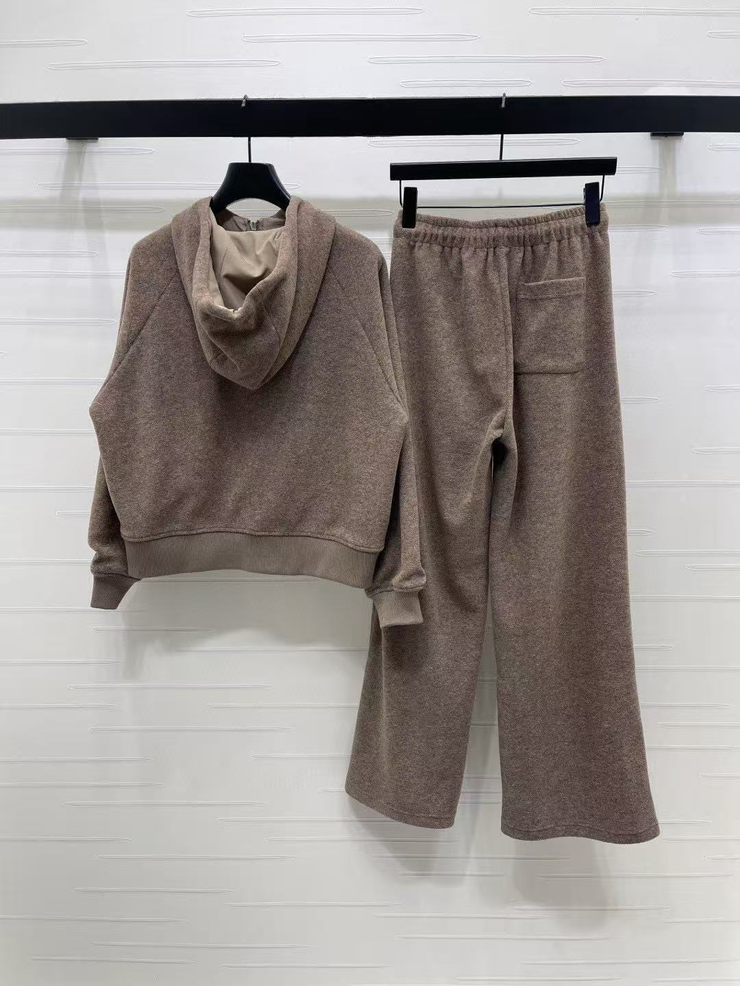 L0WEW フード付きジップアップジャケット + パンツ ツーピースセット【50％割引+送料無料】