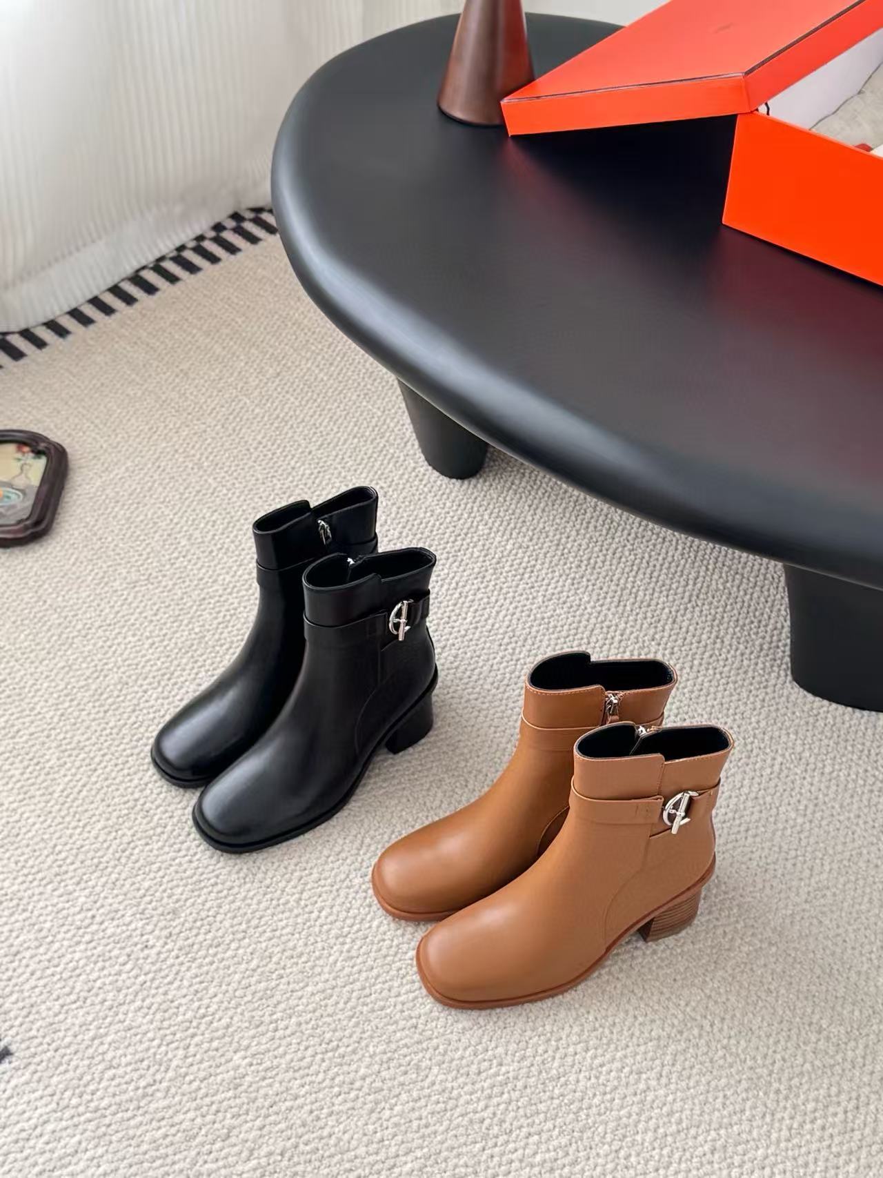 HERME5 高品質シンプルジッパーレザーアンクルブーツ【50％割引+送料無料】