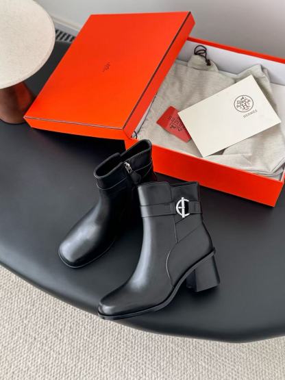 HERME5 高品質シンプルジッパーレザーアンクルブーツ【50％割引+送料無料】