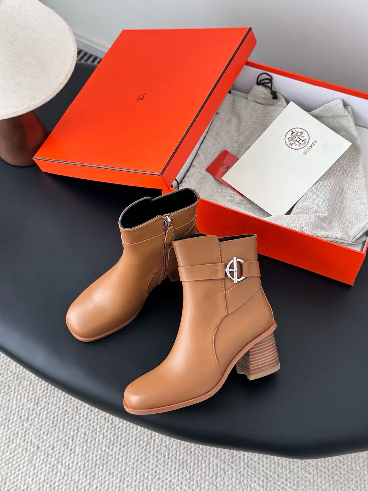 HERME5 高品質シンプルジッパーレザーアンクルブーツ【50％割引+送料無料】