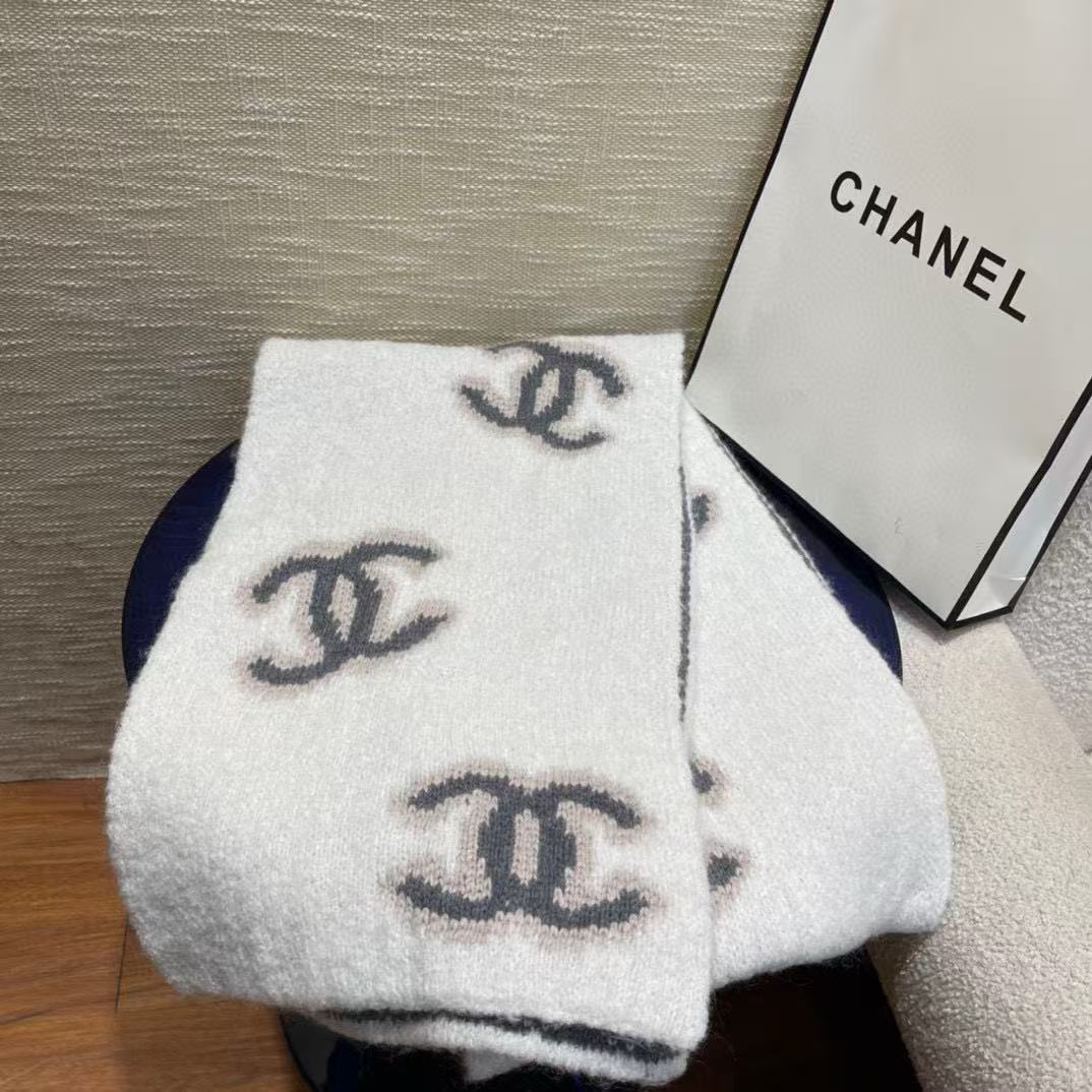 CHANE1 ダブルCチェックカシミヤマフラー【50％割引+送料無料】