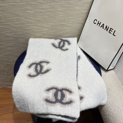 CHANE1 ダブルCチェックカシミヤマフラー【50％割引+送料無料】