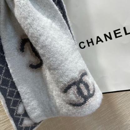 CHANE1 ダブルCチェックカシミヤマフラー【50％割引+送料無料】