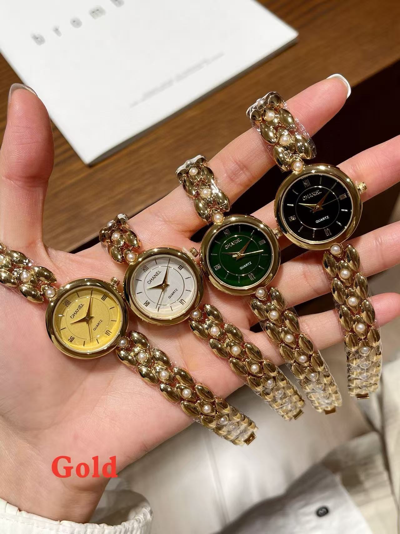 CHANE1 ラウンドパール スチールストラップ レディースウォッチ【50％割引+送料無料】