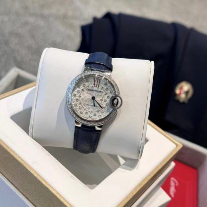 CART1ER バロンブルー レザーストラップ レディースウォッチ【50％割引+送料無料】