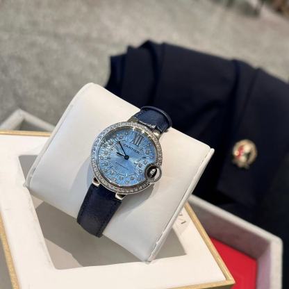 CART1ER バロンブルー レザーストラップ レディースウォッチ【50％割引+送料無料】