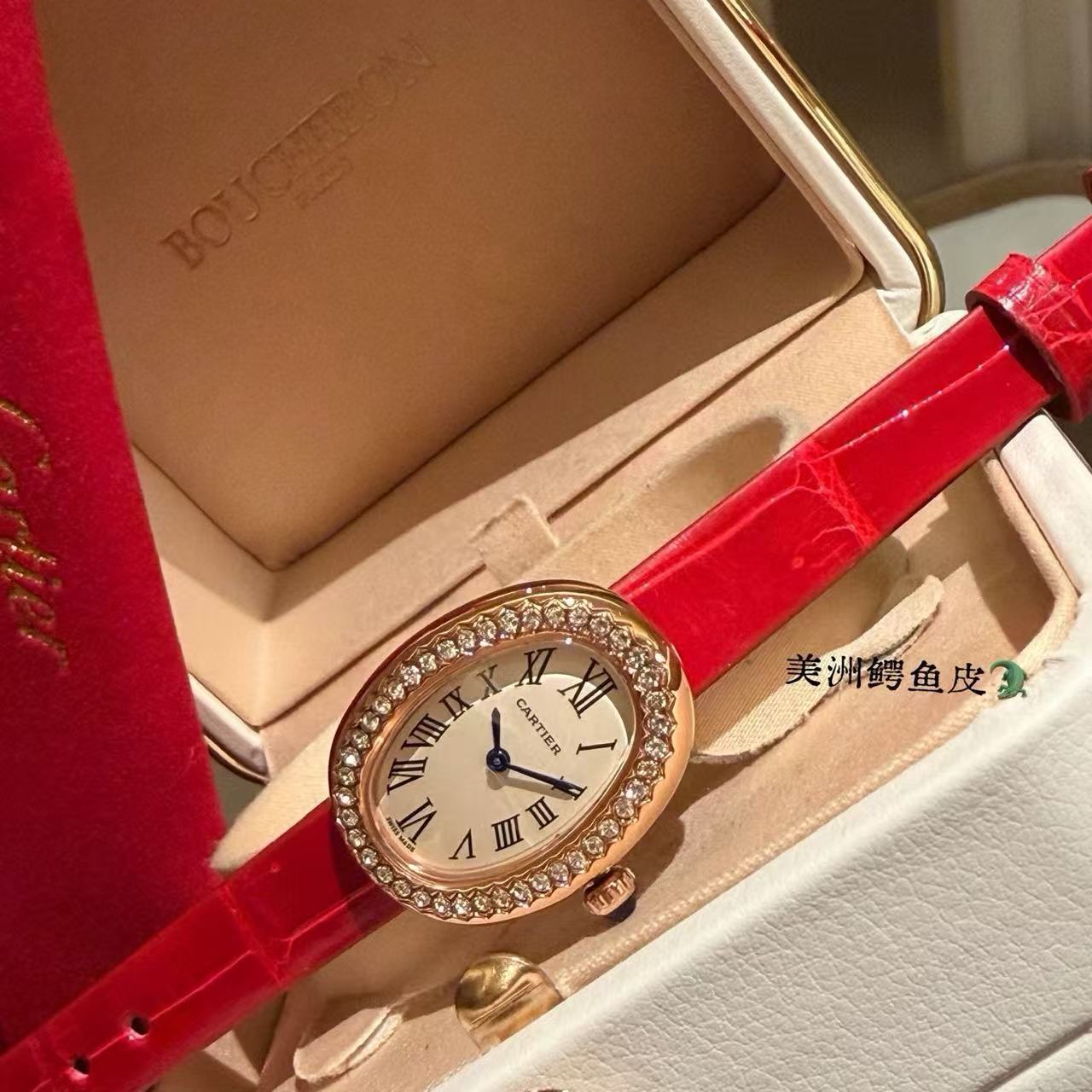 CART1ER クロコダイルレザー バスタブウォッチ【50％割引+送料無料】