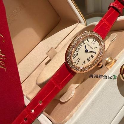 CART1ER クロコダイルレザー バスタブウォッチ【50％割引+送料無料】