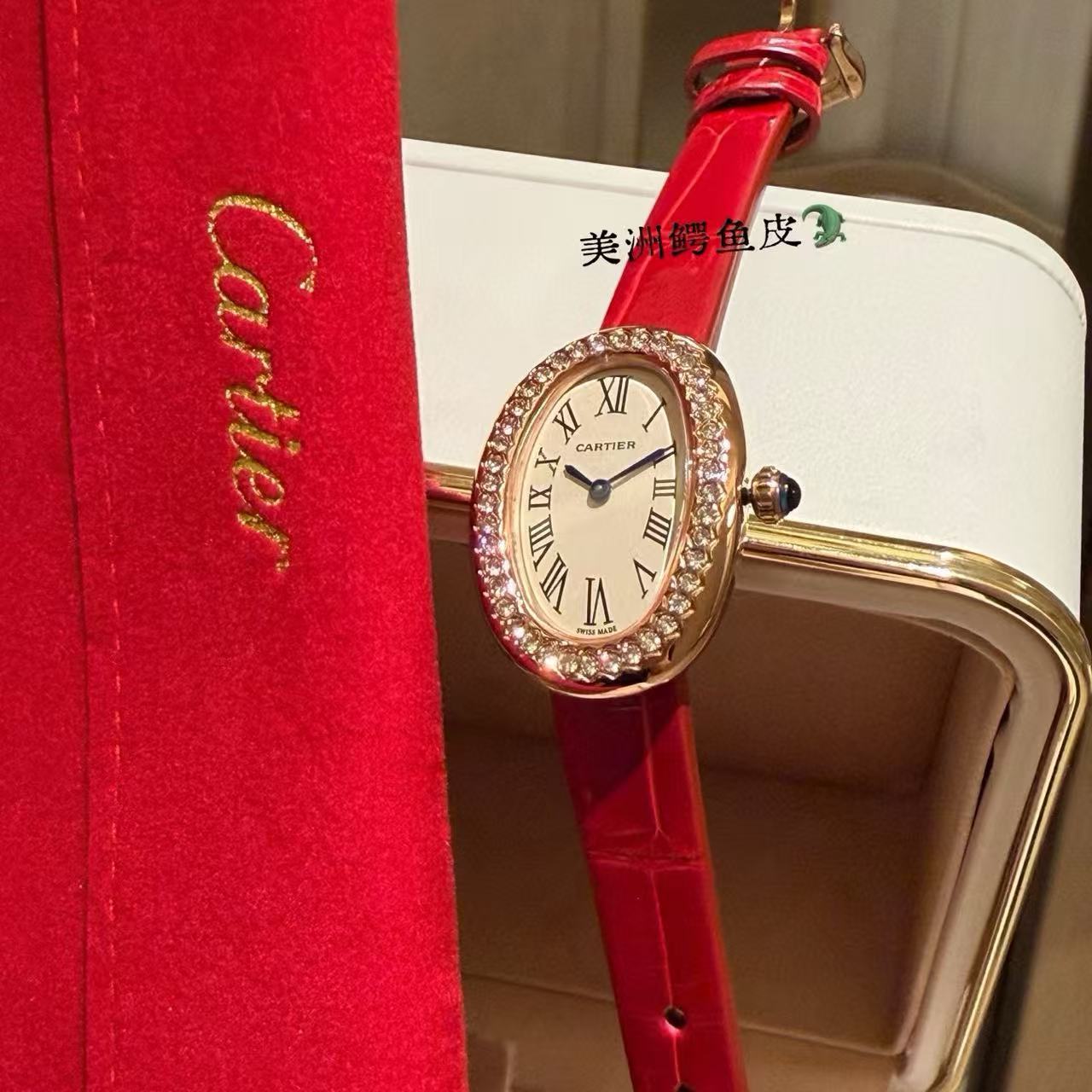 CART1ER クロコダイルレザー バスタブウォッチ【50％割引+送料無料】