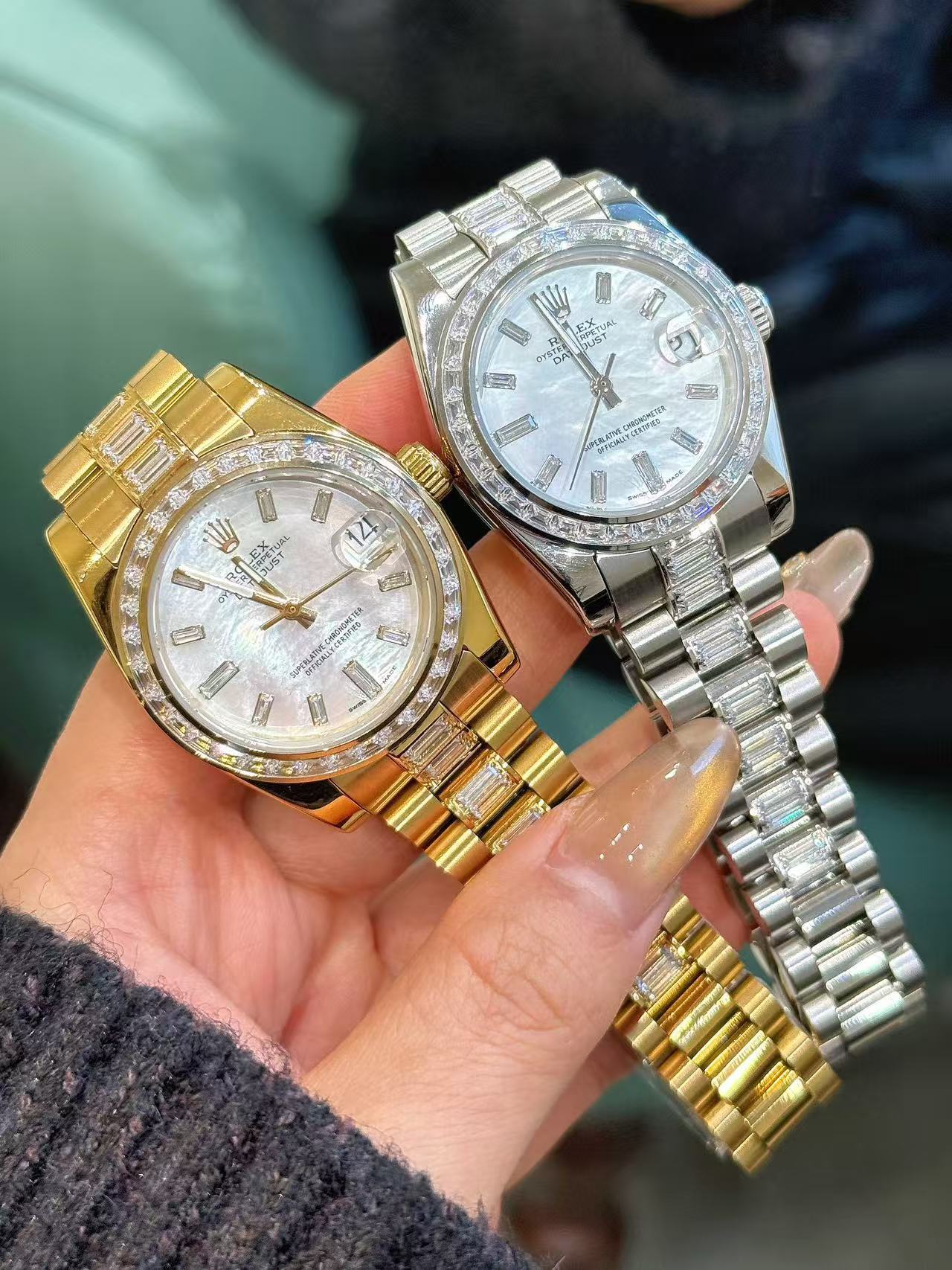 R0LEX スクエア ダイヤモンド スチールブレスレット ウォッチ【50％割引+送料無料】