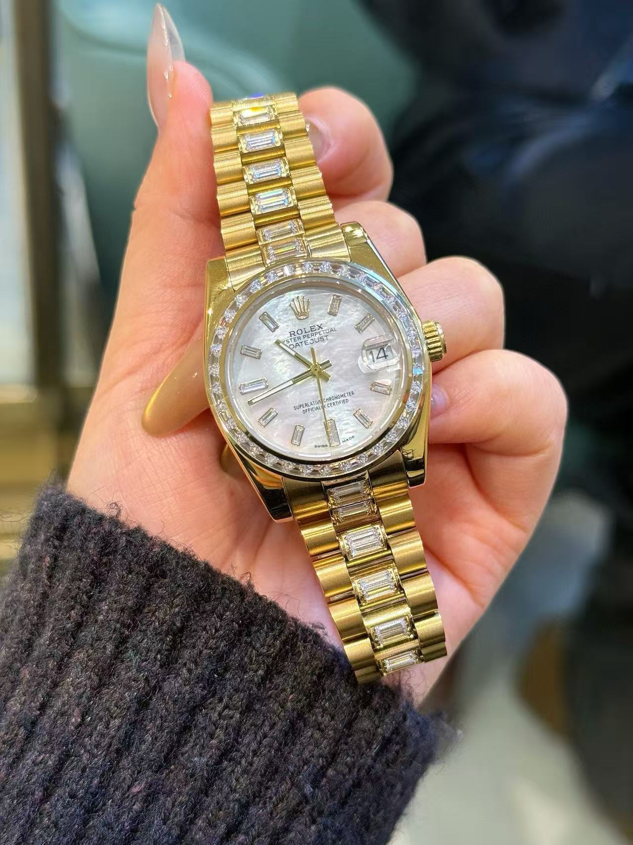 R0LEX スクエア ダイヤモンド スチールブレスレット ウォッチ【50％割引+送料無料】