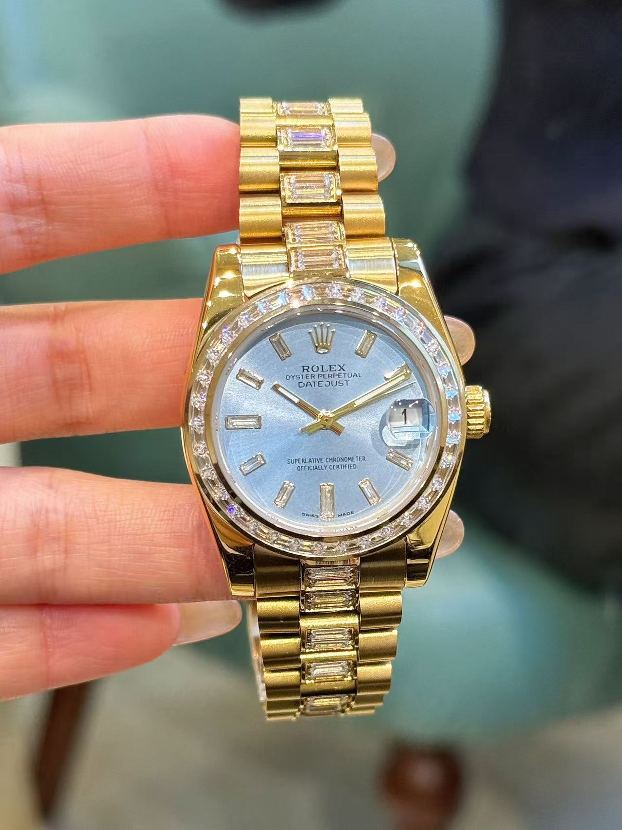 R0LEX スクエアダイヤモンド ブルースチールブレスレット レディース腕時計【50％割引+送料無料】