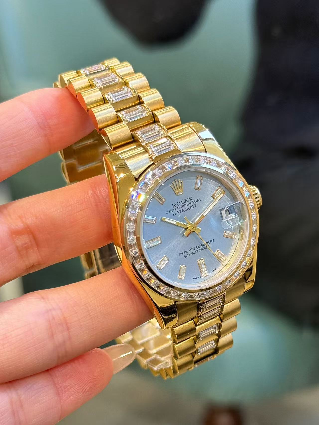 R0LEX スクエアダイヤモンド ブルースチールブレスレット レディース腕時計【50％割引+送料無料】