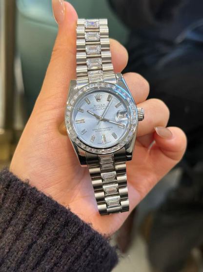 R0LEX スクエアダイヤモンド ブルースチールブレスレット レディース腕時計【50％割引+送料無料】