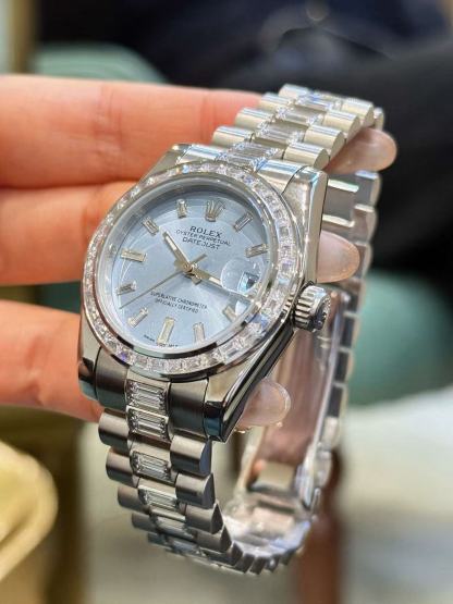 R0LEX スクエアダイヤモンド ブルースチールブレスレット レディース腕時計【50％割引+送料無料】