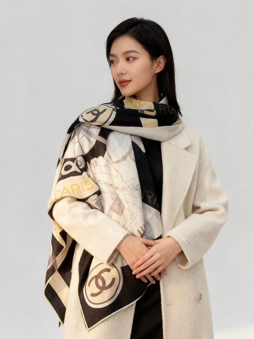 CHANE1 高品質両面カシミヤシルクショール【50％割引+送料無料】