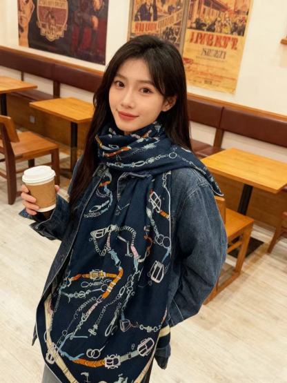 HERME5 高品質両面プリントカシミアスカーフ【50％割引+送料無料】