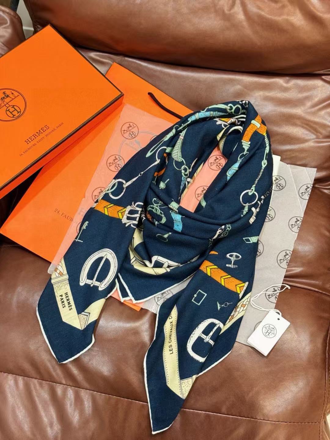 HERME5 高品質両面プリントカシミアスカーフ【50％割引+送料無料】
