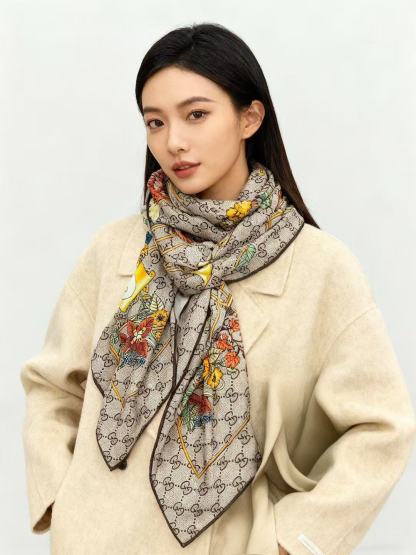GUCC1 高品質プリントカシミアシルクスカーフ【50％割引+送料無料】