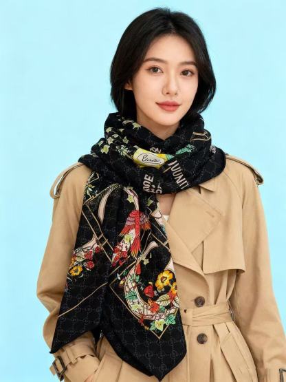 GUCC1 高品質プリントカシミアシルクスカーフ【50％割引+送料無料】