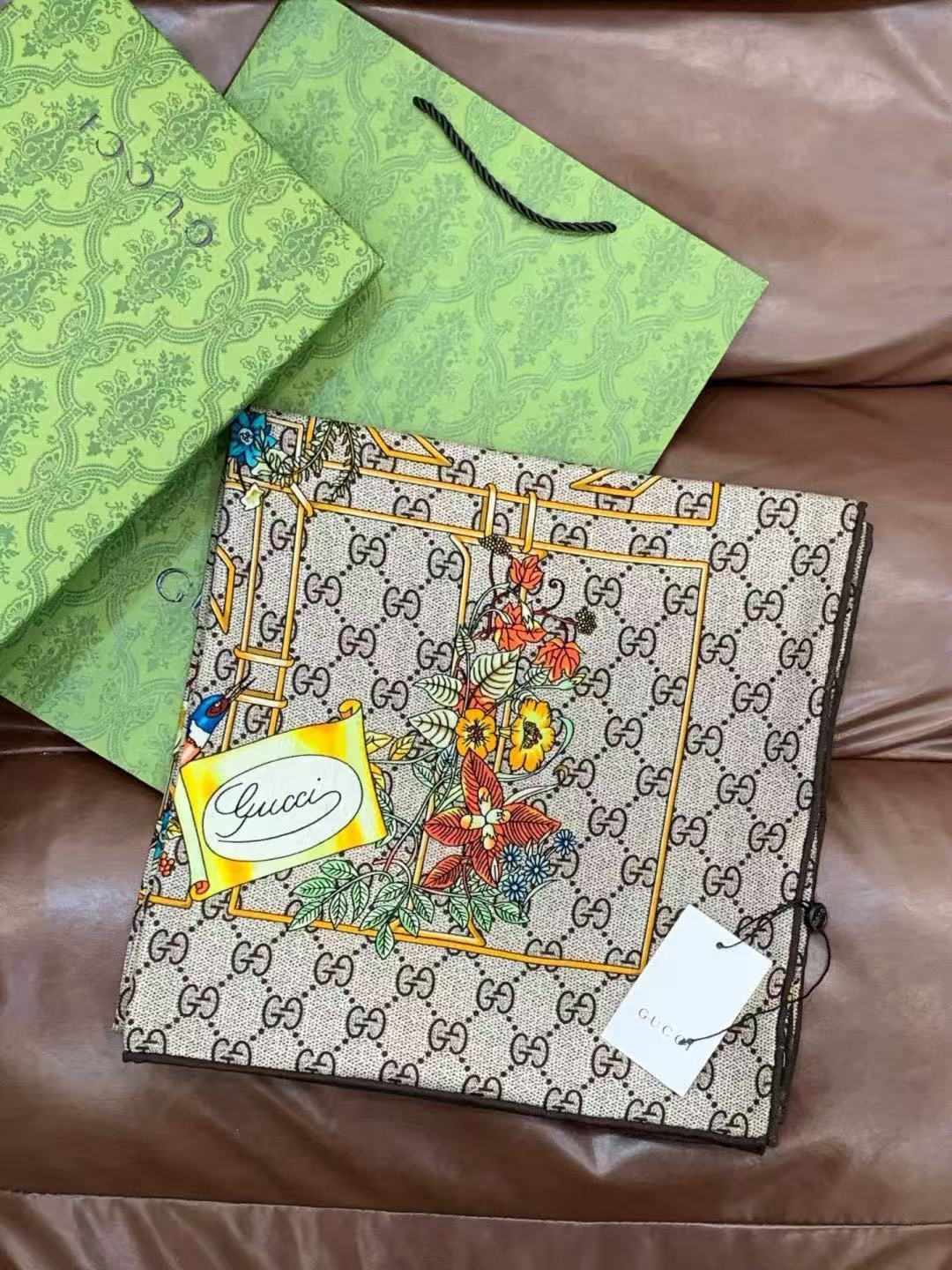 GUCC1 高品質プリントカシミアシルクスカーフ【50％割引+送料無料】