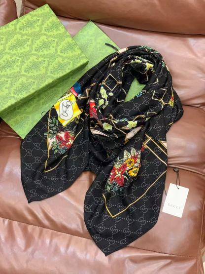 GUCC1 高品質プリントカシミアシルクスカーフ【50％割引+送料無料】