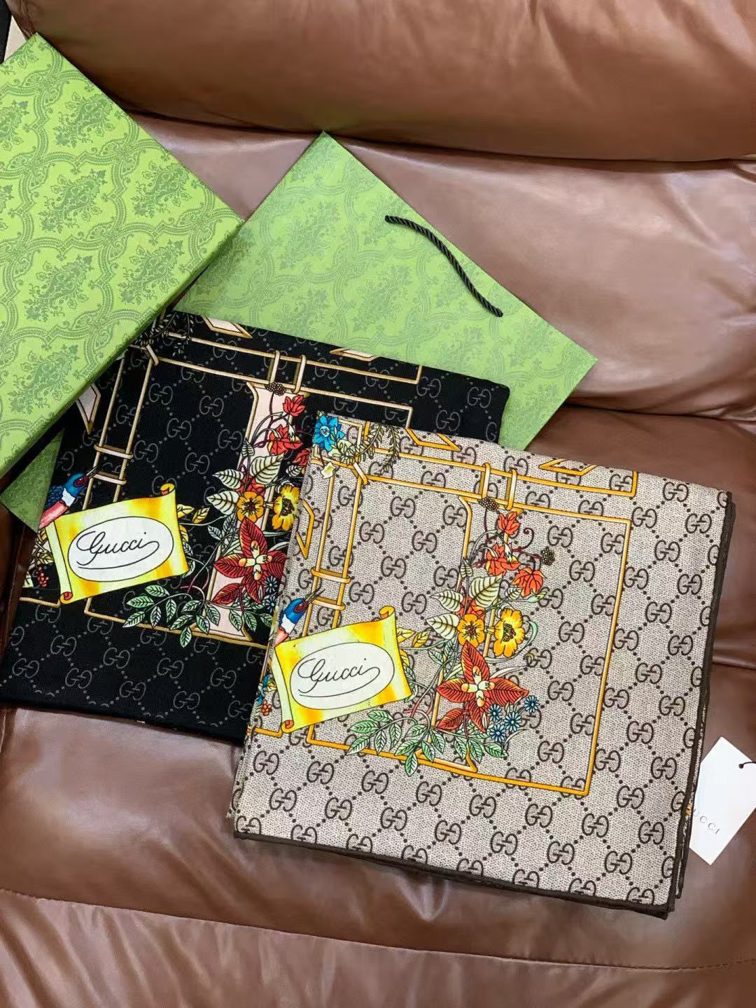 GUCC1 高品質プリントカシミアシルクスカーフ【50％割引+送料無料】