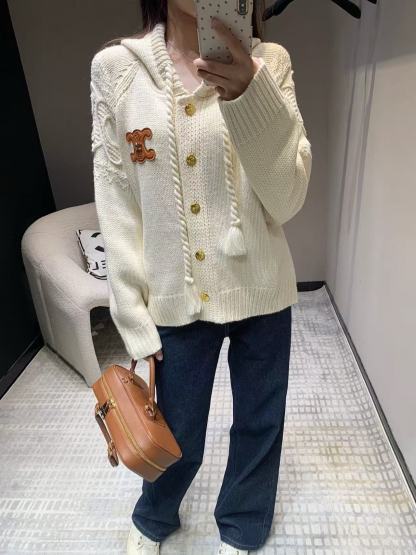 CEL1NE 凱旋門メタルボタンフードカーディガン【50％割引+送料無料】A