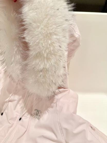 CHANE1 ファーカラー ラインストーン フードジャケット【50％割引+送料無料】