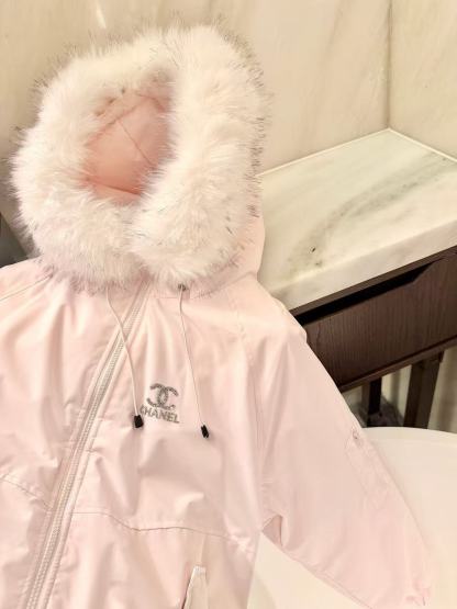 CHANE1 ファーカラー ラインストーン フードジャケット【50％割引+送料無料】