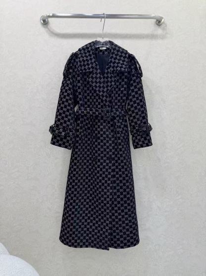 GUCC1 ジャカードラペルロングコート【50％割引+送料無料】