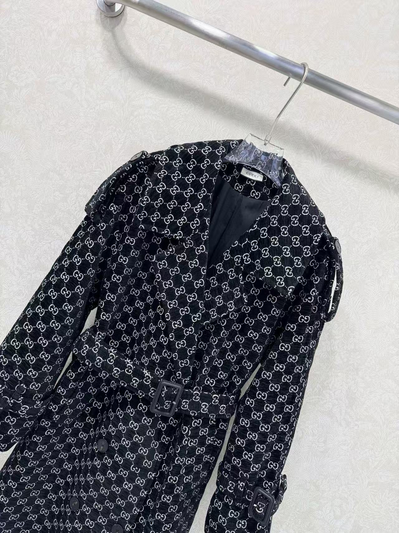 GUCC1 ジャカードラペルロングコート【50％割引+送料無料】