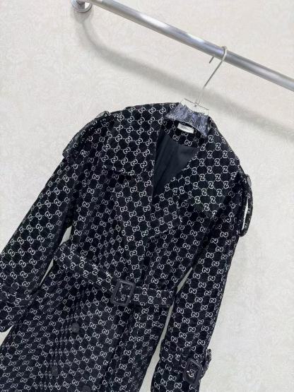 GUCC1 ジャカードラペルロングコート【50％割引+送料無料】