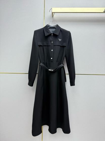 PR4DA ベルト付きトライアングルロゴドレス【50％割引+送料無料】