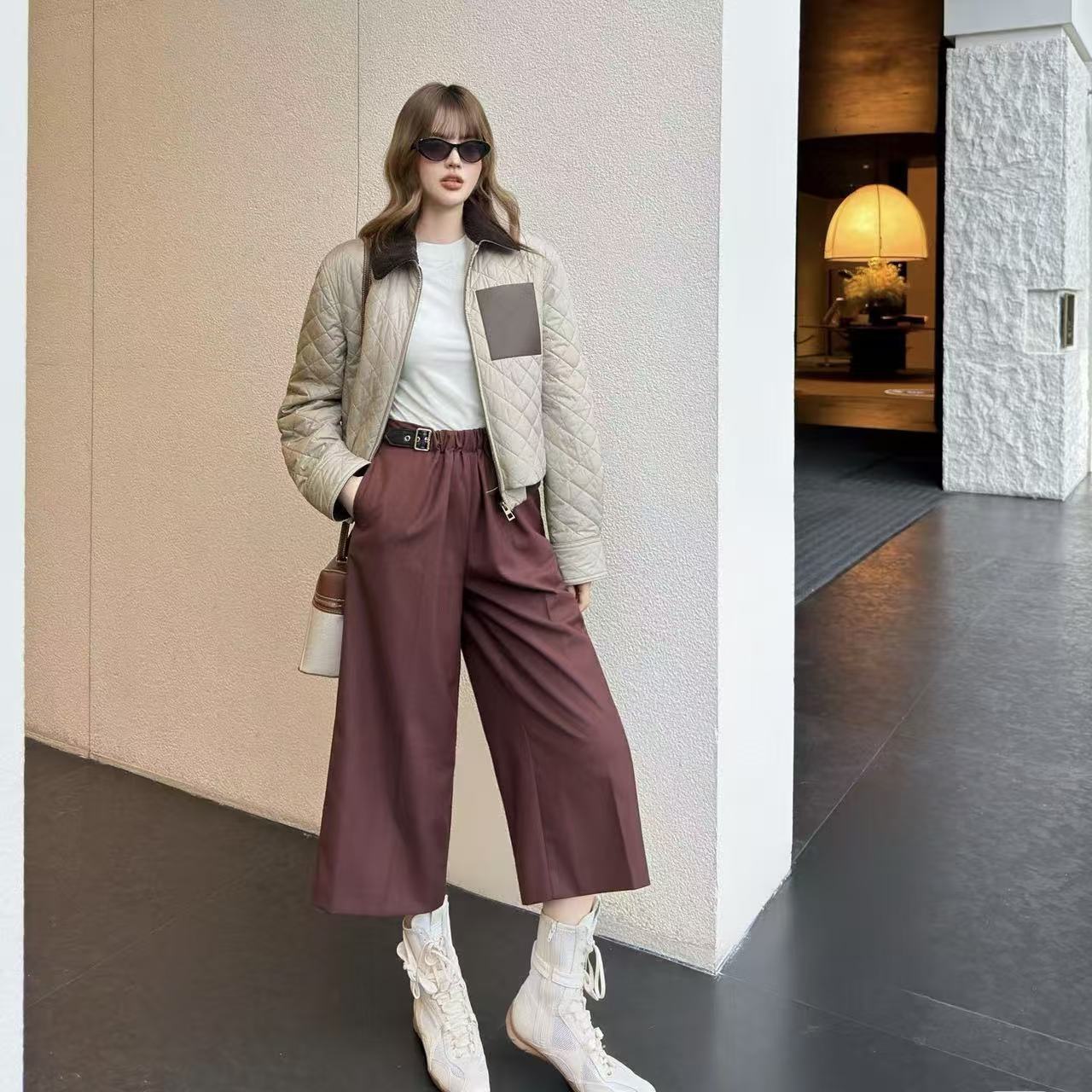 L0WEW パッチワークチェック柄厚手コート【50％割引+送料無料】