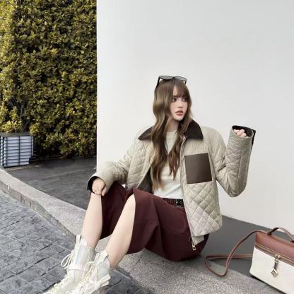 L0WEW パッチワークチェック柄厚手コート【50％割引+送料無料】