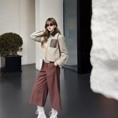 L0WEW パッチワークチェック柄厚手コート【50％割引+送料無料】