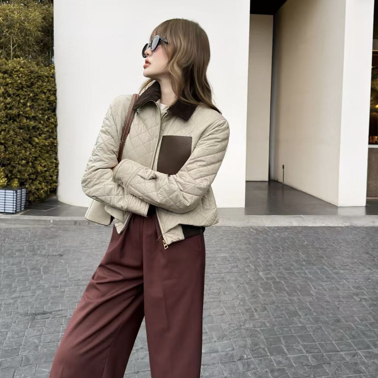 L0WEW パッチワークチェック柄厚手コート【50％割引+送料無料】